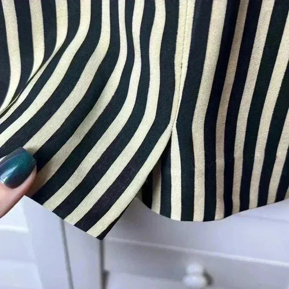 Salvatore Ferragamo Striped Pencil Skirt Size 8 Black & Beige - Picture 7 of 10